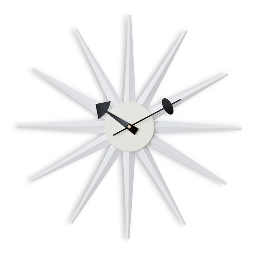George Nelson Sunburst Clock, Nelson Clock Wall Clock (White)