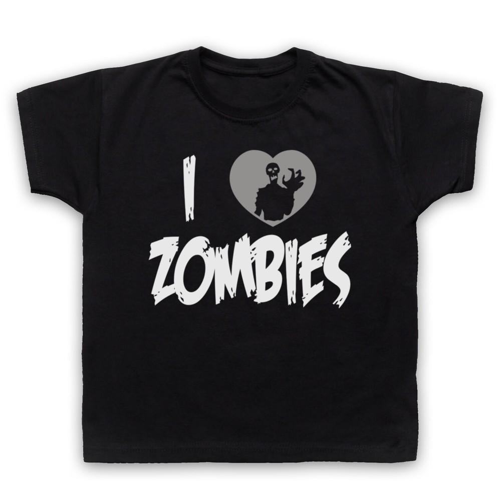I Love Zombies Funny Slogan Halloween Comedy Undead Kids Childs T-Shirt