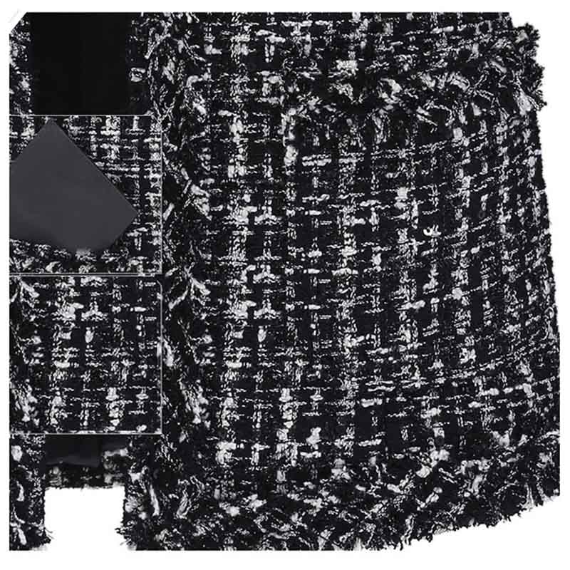 MAITA New Women's Jacket Black and White Check Tweed Plus Size