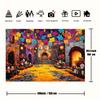 2D banner 1 piece of colorful Halloween-themed background equipped with festive banner bright flowers and decorative skulls