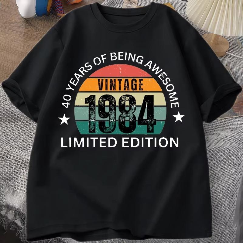 40th Birthday Women T-shirt Made in 1984 Vintage Tshirt 40 Years Old T Shirts for Men Casual Short Sleeve Mens Clthing Oversized