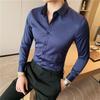 Long Sleeve Shirts For Men Business Formal Wear Slim Fit Shirt
