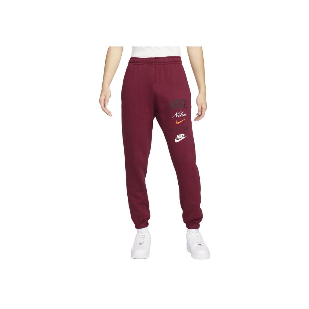 Nike Letter Lace-Up Casual Tapered Knit Sports Pants Men bottoms Burgundy FN2644-677