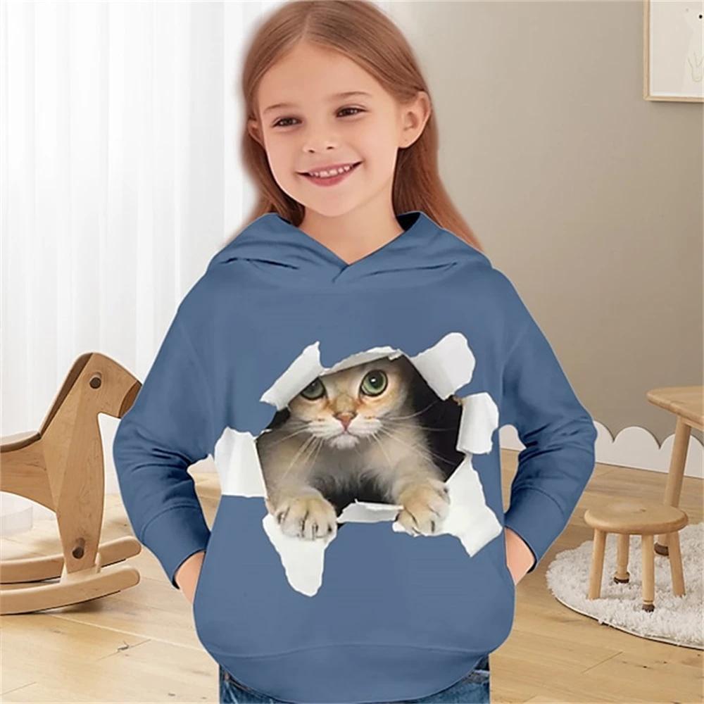 Детские толстовки с капюшоном,3D-печать,O-образный вырез,длинный рукав,повседневный,легкий топ,хеллоуин,хип-хоп,каваи,мода