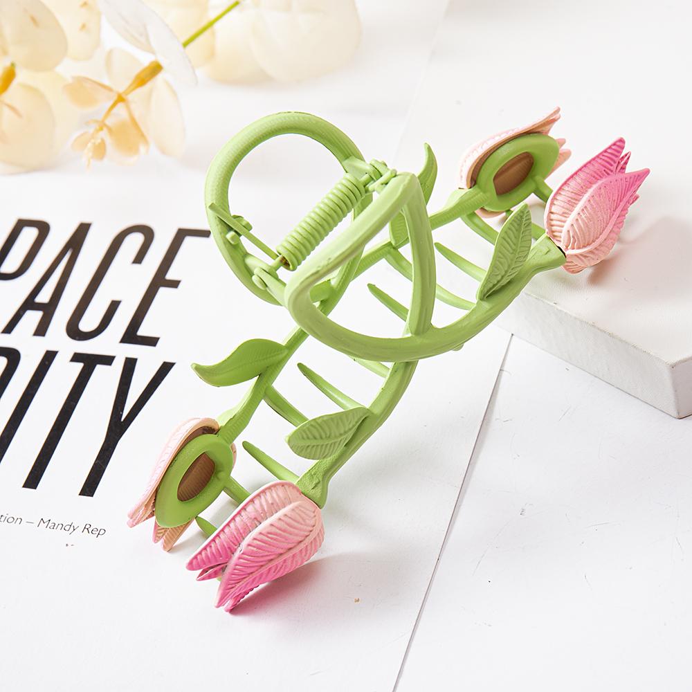 Women Tulip Flower Hair Claw Clips Sunflower Metal Hairpins Makeup Hair Styling Clamp Barrettes Girls Ponytail Hair Accessories