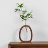 Walnut Wood Chinese-Style Solid Wood Flower Vase Desktop Glass Mini Hydroponic Flower Holder Luxury-inspired Elegant Decorative