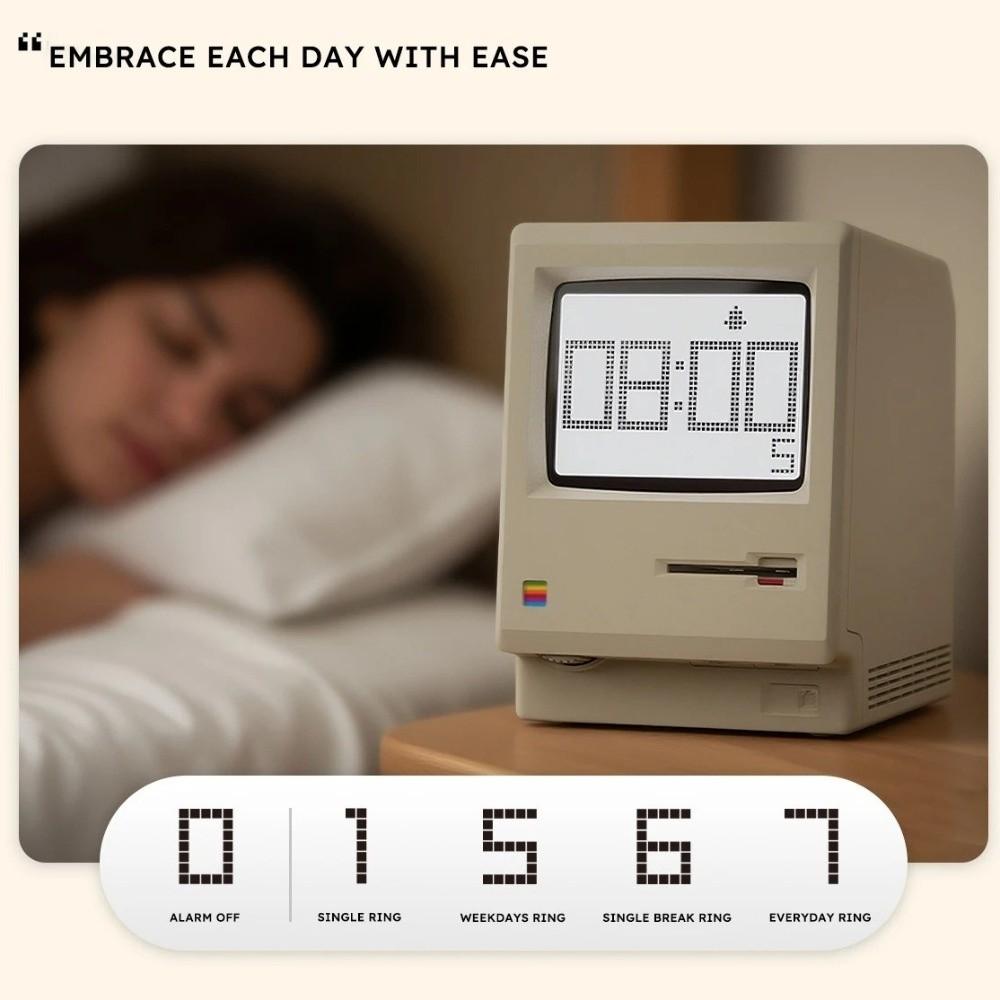 Adjustable Brightness Retro MacLock Clock Computer-Inspired Desk Clocks Gifts Pixel Alarm Clocks
