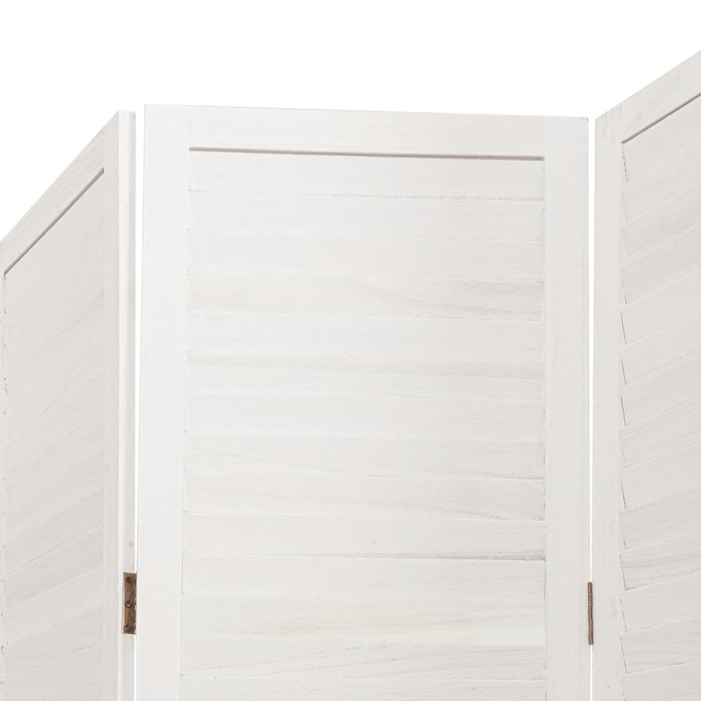 3 Piece Room Divider White Solid Paulownia Wood