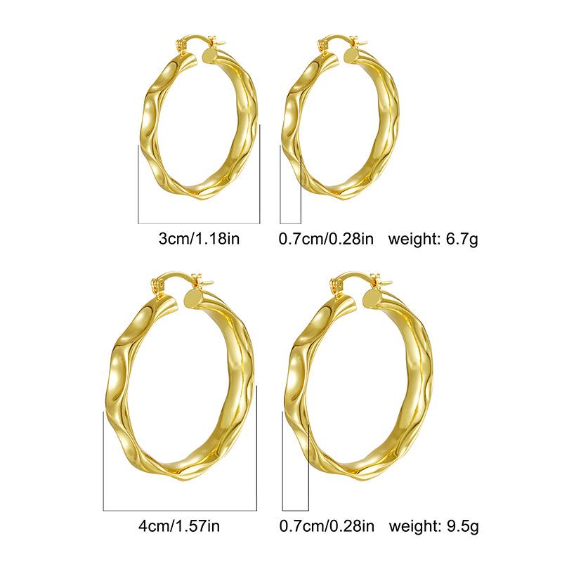Позолоченные латунные серьги-кольца с градиентом 14K - Простой роскошный модный дизайн