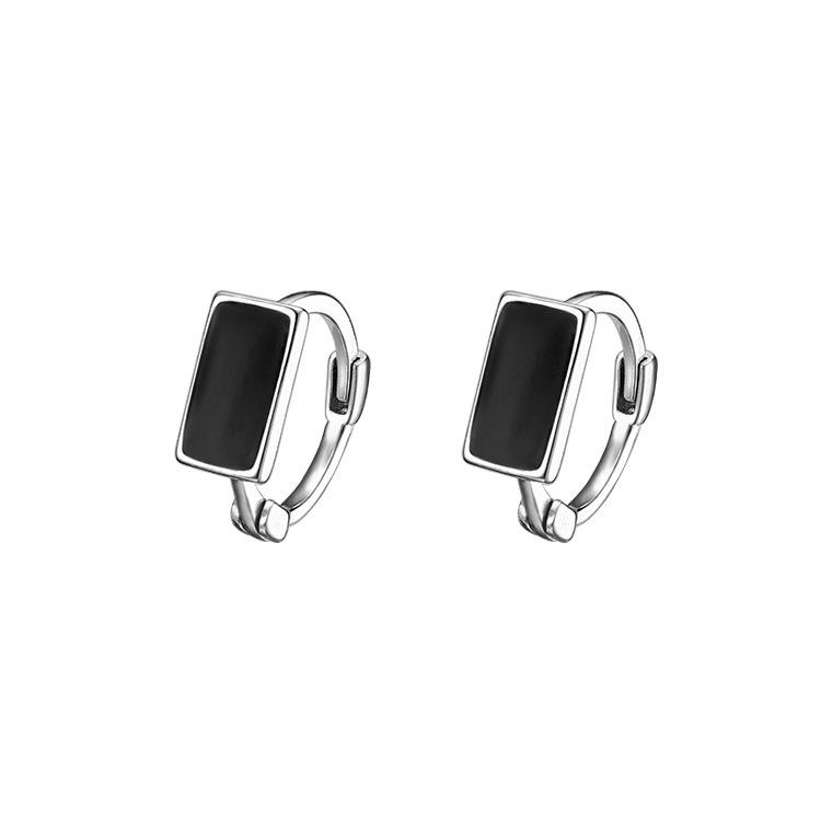 Квадратные серьги-клипсы из стерлингового серебра S925, женские серьги-гвоздики, летние серьги-кольца в морозном стиле, серьги-кольца