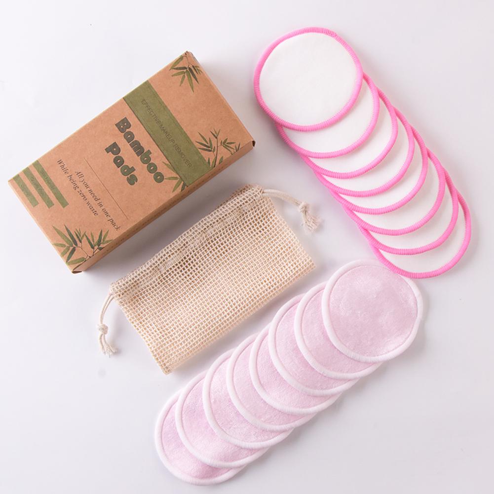 16pcs Round Reusable Cotton Pads Washable Facial Make Up Remover Wipe Pads