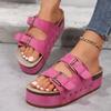 Large Size Thick Soled Slippers with Metal Buckle Strap Beach Women's Shoes