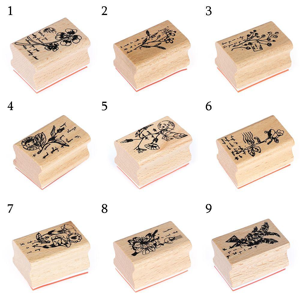 For Letters Diary Craft Grass Plants Wooden Rubber Stamps Vintage Craft Scrapbooking DIY