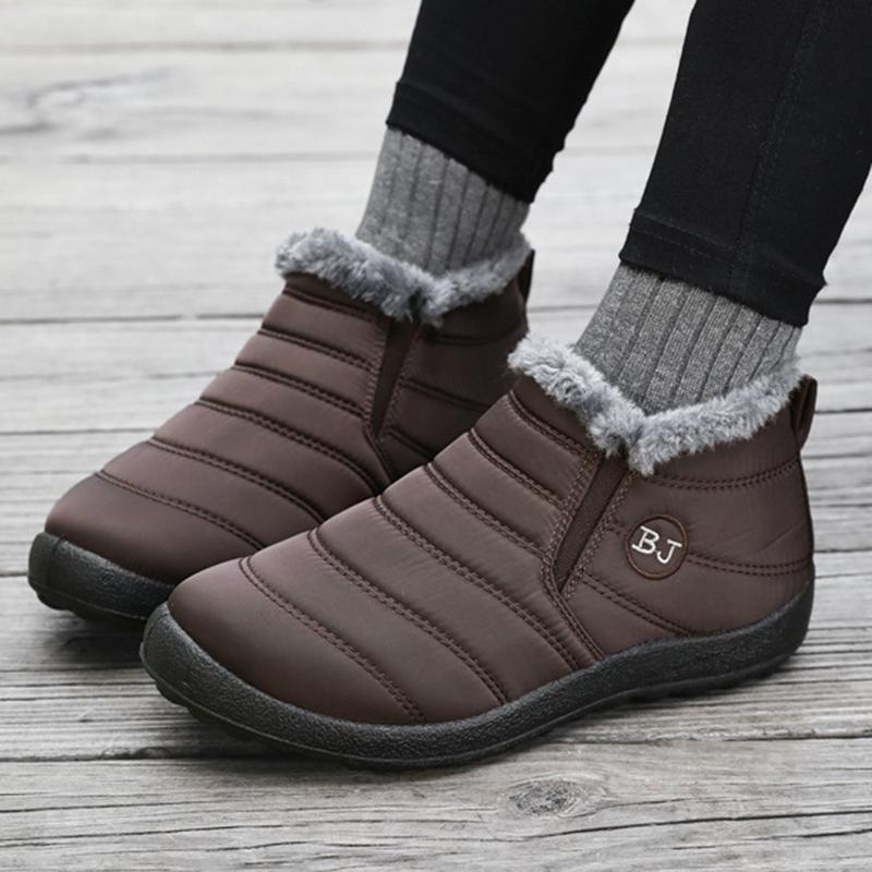 Большие размеры 46 Водонепроницаемые зимние ботинки женские повседневные нескользящие короткие плюшевые ботильоны женские удобные без застежек теплые зимние ботинки женские
