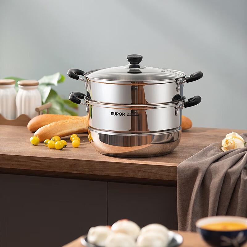 SUPOR 28cm 304 SS Double-Layer Steamer Pot