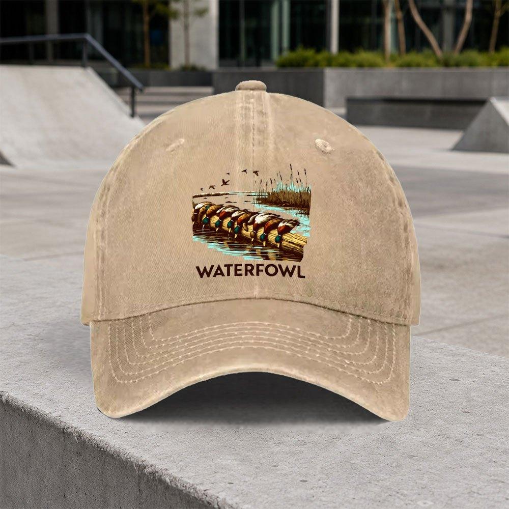 1pc Retro Waterfowl Duck Washed Baseball Cap Classic Casual Fashion Unisex Allseason Cap Adjustable Size Suitable For Outdoo
