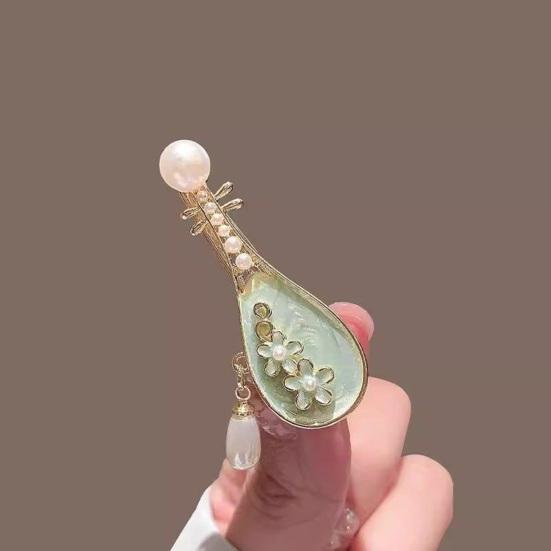 1/4 шт. Женские заколки для волос с искусственным жемчугом, цветочным дизайном, надежной фиксацией, шпильки для волос в форме лютни, аксессуары для формальной прически