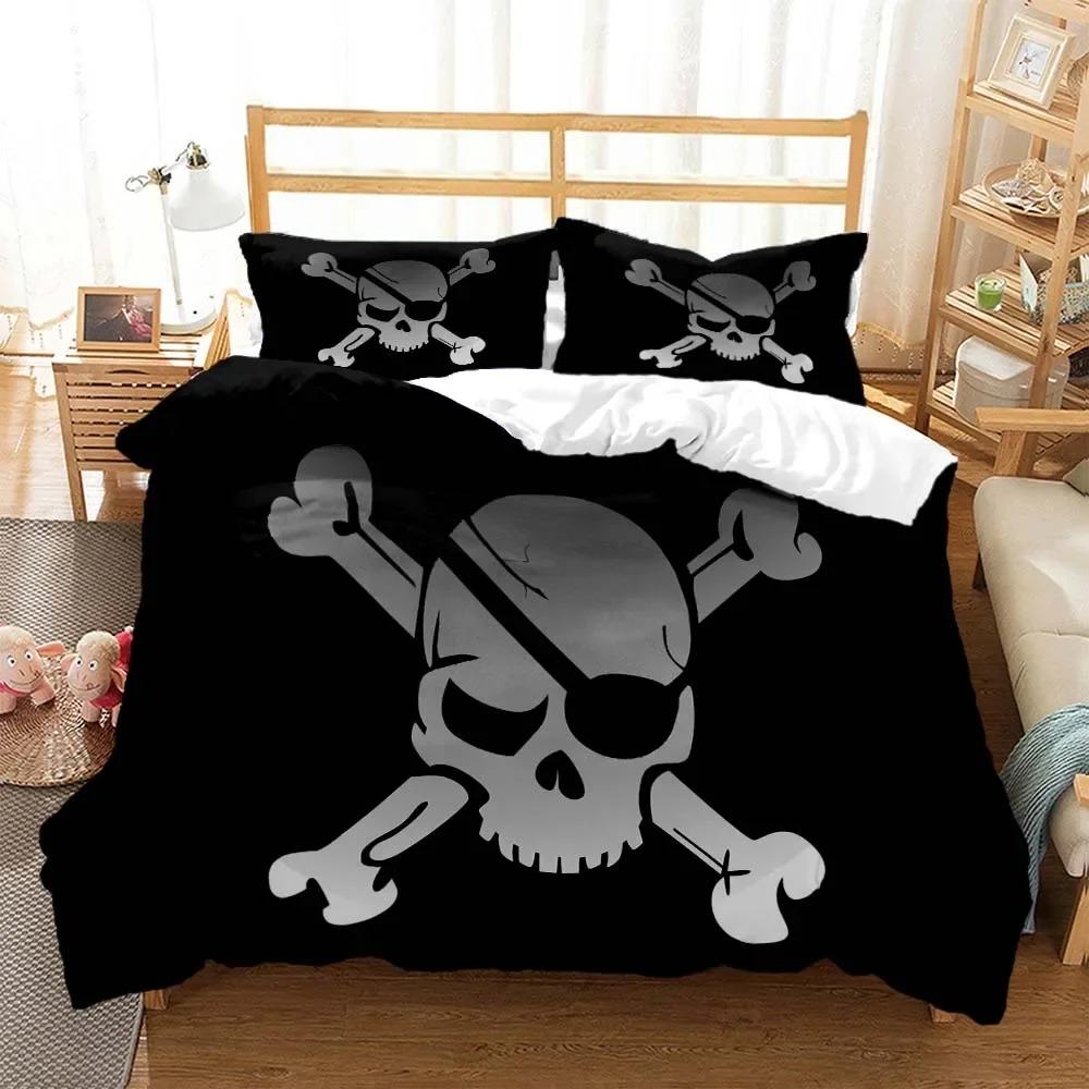 Персонализированный цифровой принт с черепом, полиэстеровое постельное белье для мальчиков и девочек, три предмета, удобное, мягкое, подарок для пары