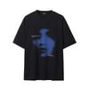 Black of Exit Dark Abstract Phantom Print Crew Neck Pure Cotton T-Shirt Short Sleeve National Trend Brand Half-Sleeve Tee for Men