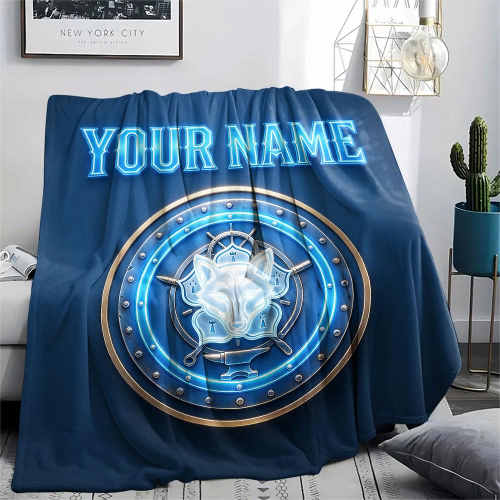 Custom Name,Leicester City, Printed Flannel Blanket, soft throw for bedroom sofa, washable, Christmas present, great gift.