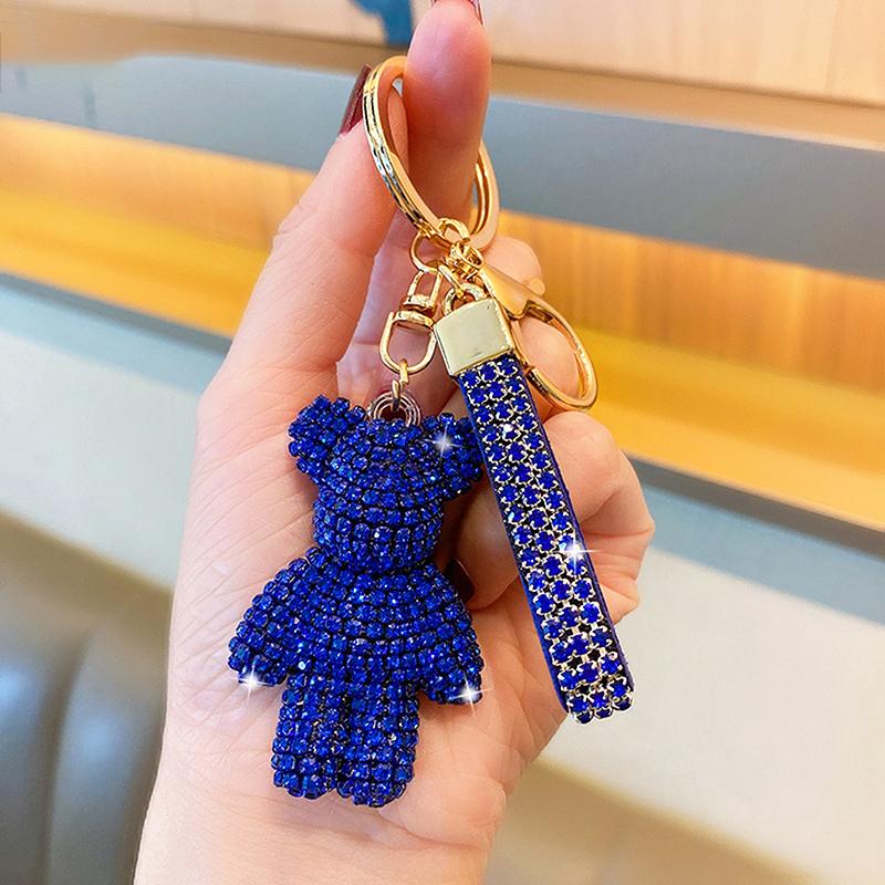 1Pc Bag Pendant Personalized And Creative Boutique 5Cm Cute Bear Keychain Inlaid With Artificial Diamond Car Keyring