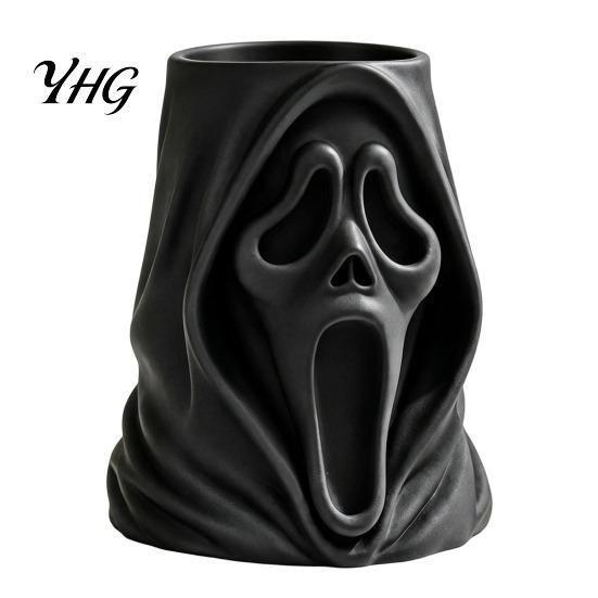 Creative Pen Holder Halloween Ghost Face Candy Bucket, 3D Printed Trick or Treat Snack Holder, Three Dimensional Sculpture Spooky Screaming