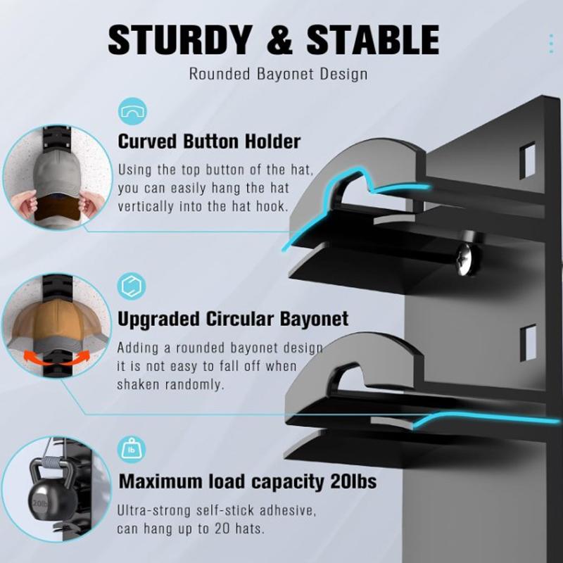 Вешалка для шляп на стену, настенный органайзер для шляп, держатель для вешалки для шляп, экономящий место держатель для хранения бейсболок, вмещает до 10 шляп