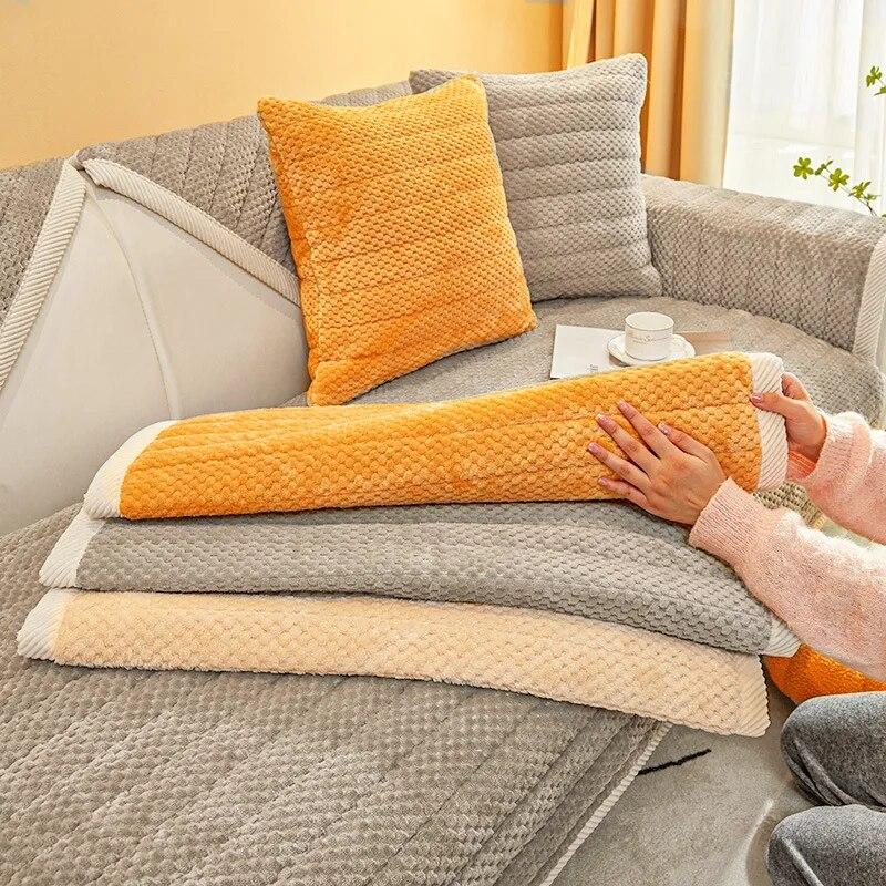 Thick Plush Sofa Covers Woven Fabric Non-slip Winter Warm Sofa Mat Slipcover Sofa Towel Couch Cushion for Room Home Mattress