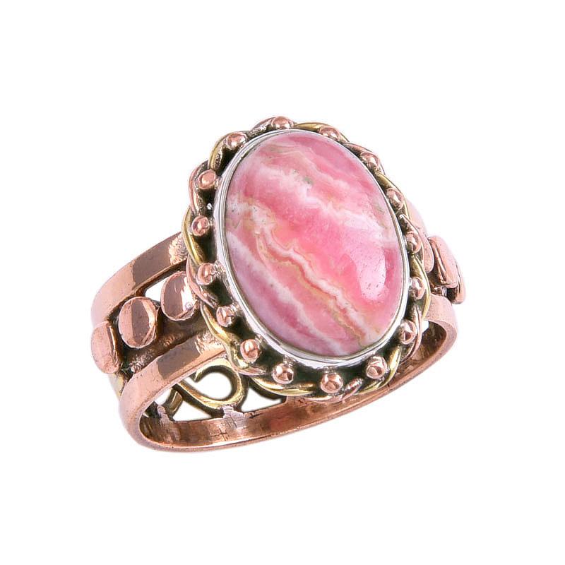 Натуральный драгоценный камень родохрозит, двухцветное кольцо из стерлингового серебра 925 пробы, размер 7,5 g4g46