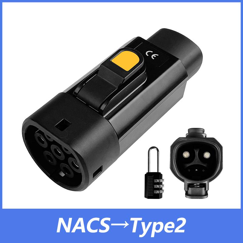 ONDO6 EVqiaoyi Адаптер для электромобилей NACS на Type2 32A 7 кВт, преобразователь для зарядки электромобилей Type2 от зарядной станции Tesla для автомобилей стандарта ЕС