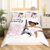 Gymnastics Ballet Lovers Duvet Cover Set Full Twin Size,Beauty Silhouette Polyester Bedding Set For Kids Teens Adults Room Decor