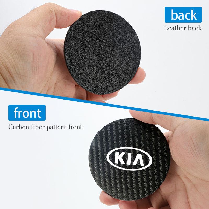 ATZ4   For Kia Morning Picanto Rio Stonic Sportage Ceed Optima Forte 5 3 4 K7  Car Coaster Cup Holder Carbon Fiber Pattern Non-Slip Mat