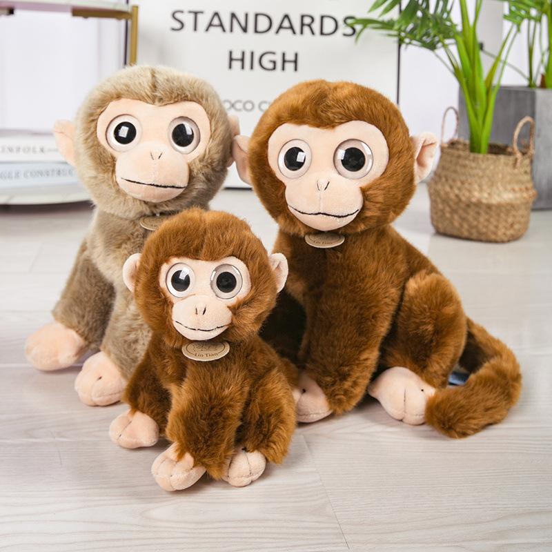 Simulated Little Monkey Doll Plush Toy Golden Monkey Big-Eyed Monkey Doll Children'S Soothing Rag Doll Birthday Gift