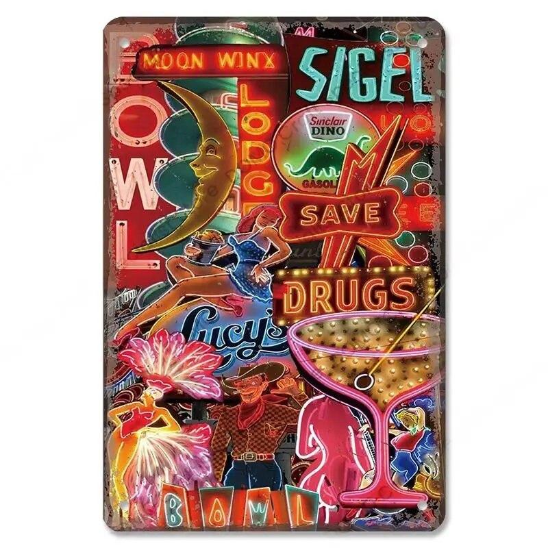 Welcome To Las Vegas Plaque Metal Tin Signs Vintage Decor Nevada Casino Metal Posters Wall Art Decor