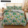 Зеленый авокадо King Queen Пододеяльник Мультяшный авокадо Постельное белье Фрукты Пододеяльник Тропическое растение Полиэстеровый пододеяльник
