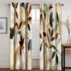 3D Cheap Modern Luxury Elegant Leaf Art Design Ink 2 Pieces Thin Shading Polyester Curtain Living Room Bedroom Home Decor Hook