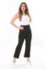 Women's Style Plus Size Pants Large Size Black Hidden Belt Front Grass Stitched Lycra Trousers