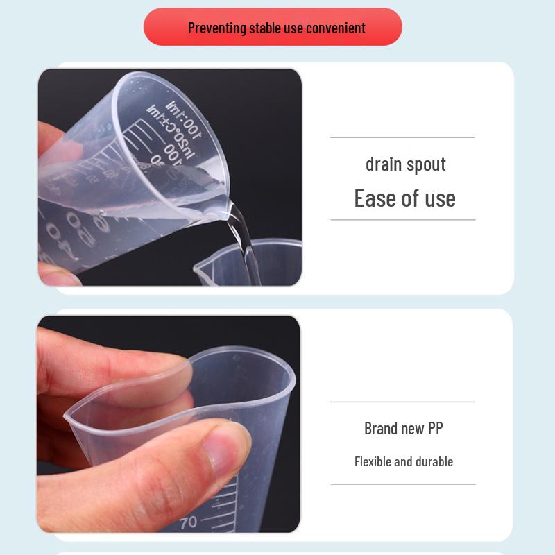 Plastic Triangular Measuring Cup with Scale, Conical Design for Bubble Tea Shops, Lab Equipment, PP Food Grade