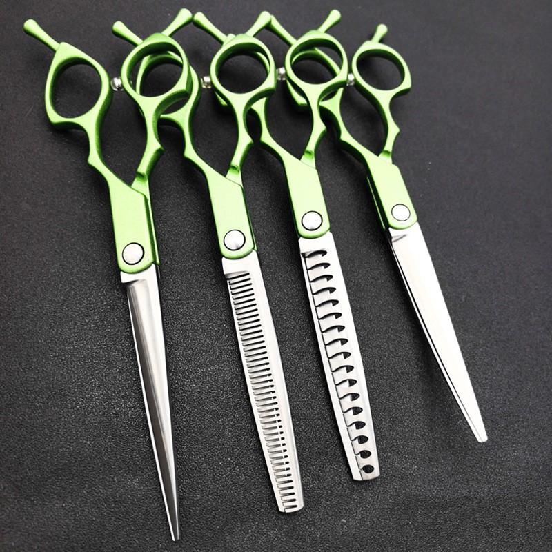 6.5 Inch Professional Pet Grooming Scissors Set Lightweight Curved Straight Thinning Fishbone Styles Dogs Cats