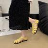 Retro Woven Baotou Sandals Women's Summer 2025 New Fashion Hollow Pig Cage Shoes Flat-soled Soft-soled Casual Roman Shoes