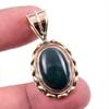 Natural Bloodstone Gemstone 925 Solid Sterling Silver Two Tone Pendant 1.5" K7B37