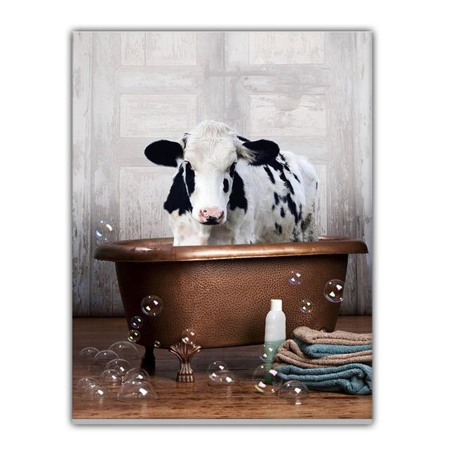 Lovely Alpaca Elephant Cow Giraffe Toilet Canvas Paintings Animal Posters Prints Wall Art Pictures for Living Room Decor Cuadros