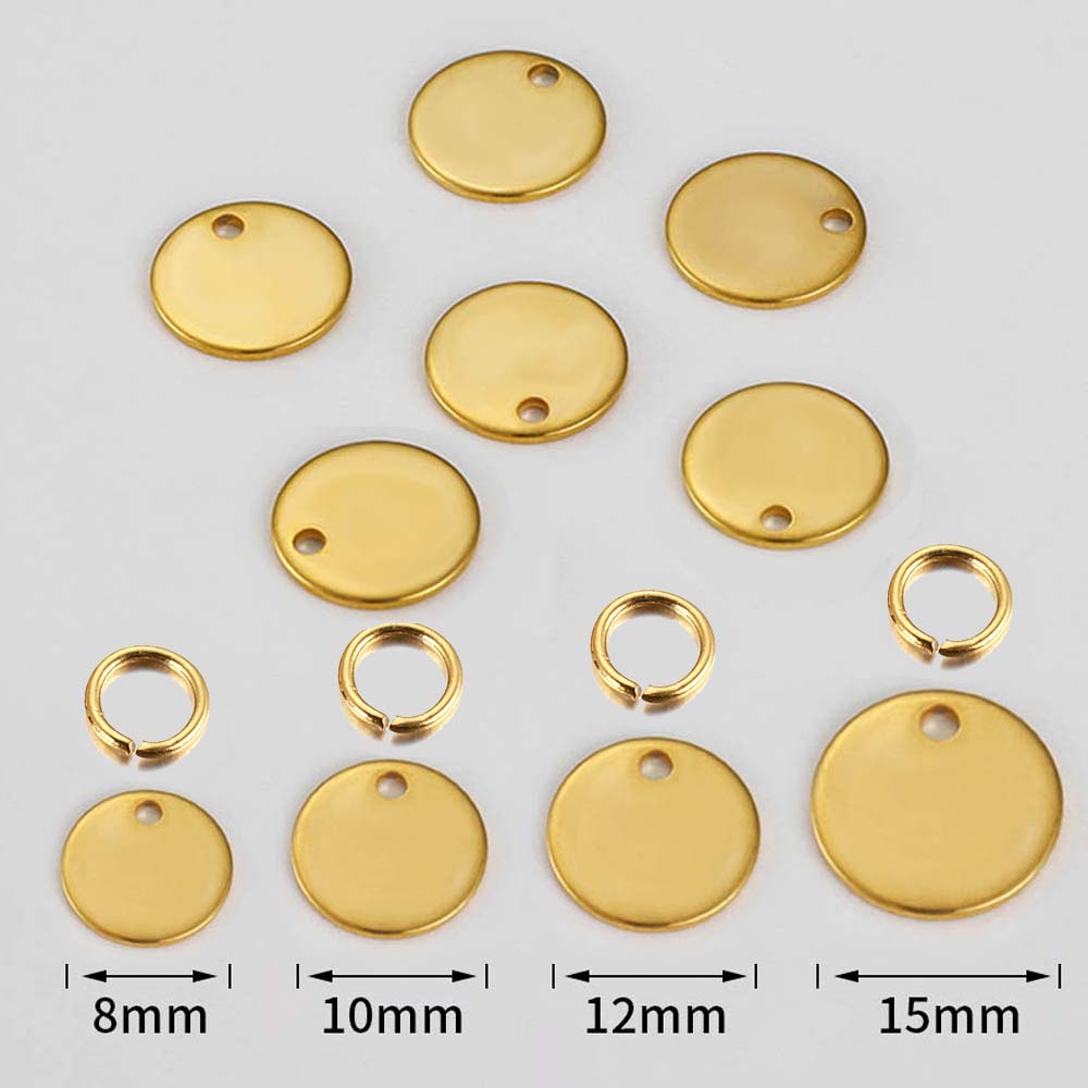 20pcs Stainless Steel Round Stamping Blank Dog Tags Pendants with Open Jump Rings DIY Bracelet Charm Jewelry Findings Wholesale