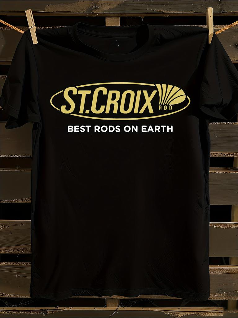 St. Croix Fishing Heavy-Duty Fishing Graphic T-Shirt Mens Tshirt Womens Tshirts with Letters Print Short Sleeves T-Shirt Casual Street Tee Shirt Top