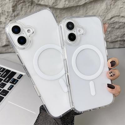 Прозрачный магнитный чехол для iPhone 16 Pro Max Чехол для iphone 11 12 13 14 15Pro Max Plus MagSafe Беспроводная зарядка Прозрачная крышка