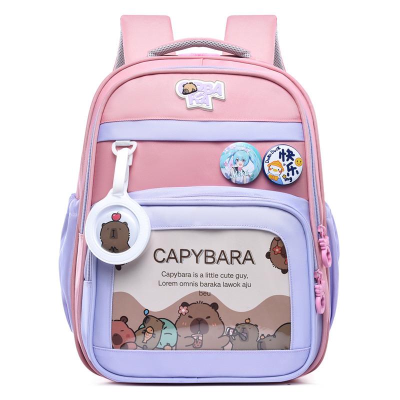 Cute Capybara Cartoon Pattern Children Large Capacity Backpack For Use School