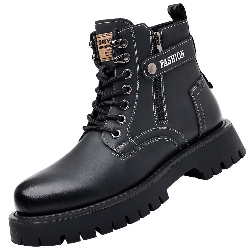 Брендовые мужские ботинки из натуральной кожи с толстой подошвой, с хлопковой подкладкой, теплые рабочие мужские ботинки с мехом, шерстяные кожаные ботинки для отдыха на открытом воздухе