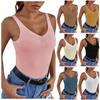 Женский летний базовый однотонный эластичный сексуальный жилет без рукавов с v-образным вырезом, тонкий топ на бретелях