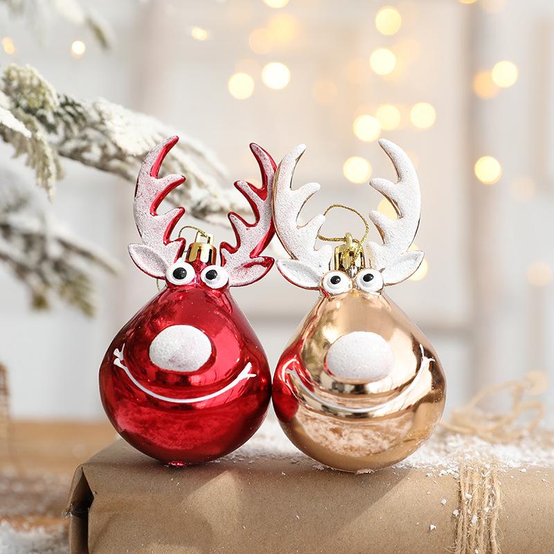 2pcs Elk Christmas Balls Ornaments Xmas Tree Hanging Bauble Pendant Christmas Decorations for Home New Year Party Navidad 2025