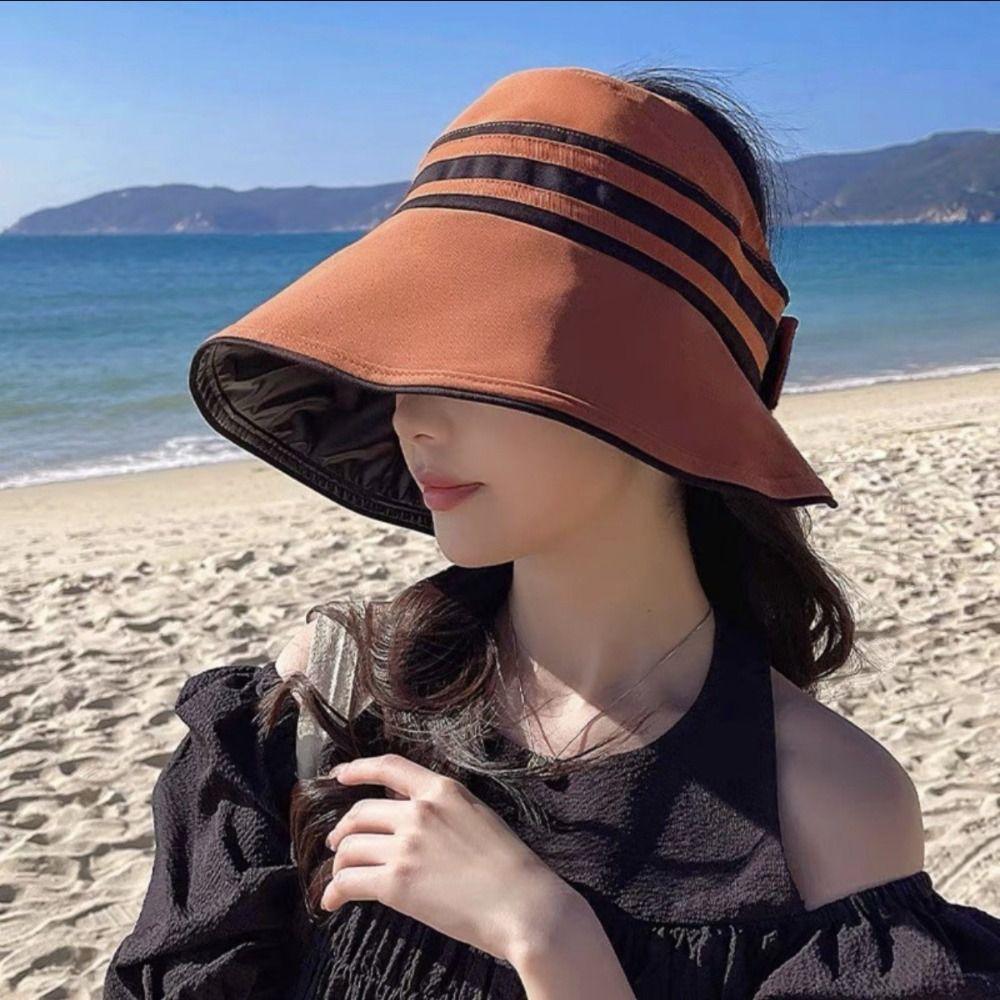 Wide Brim Sun Hat Foldable Beach Cap Simple Bucket Cap Woman